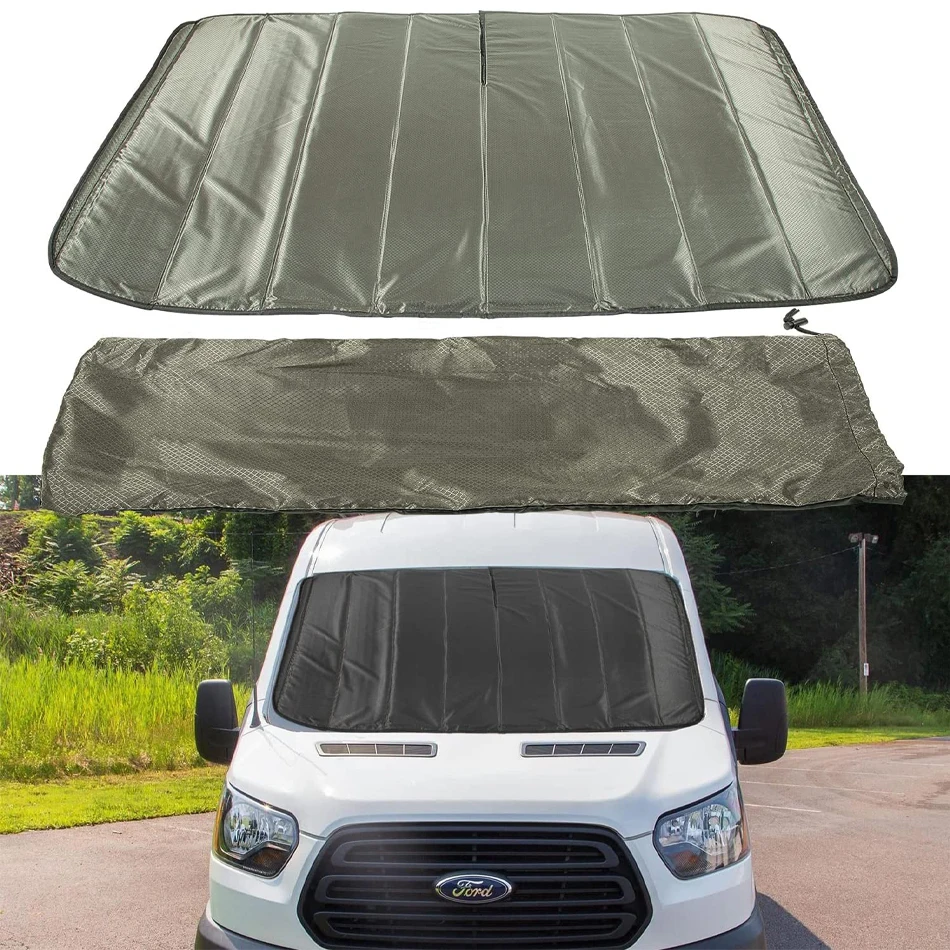 Upgraded Front Insulated Blackout Windshield Covers Window Cover for Ford Transit High/Medium Roof Camper Conversions Model 2015