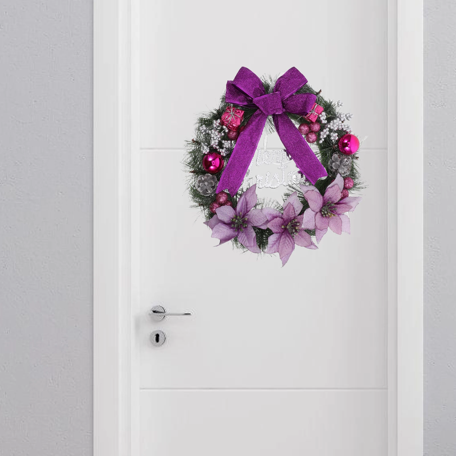

30 Cm Christmas Decoration Wreath Pendant Artificial Pine Colored Lights Wreaths Blue Purple Decorations