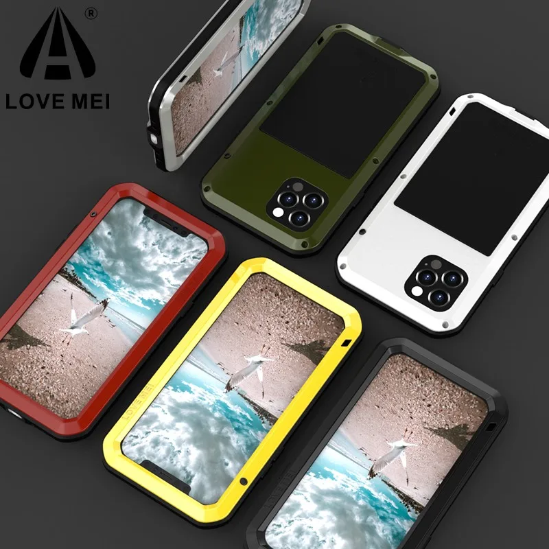 

Love Mei Apple Phone Case Military Grade Metal Protective Cover Silicone Shockproof and Dustproof for Iphone 12 Pro 12 Pro Max