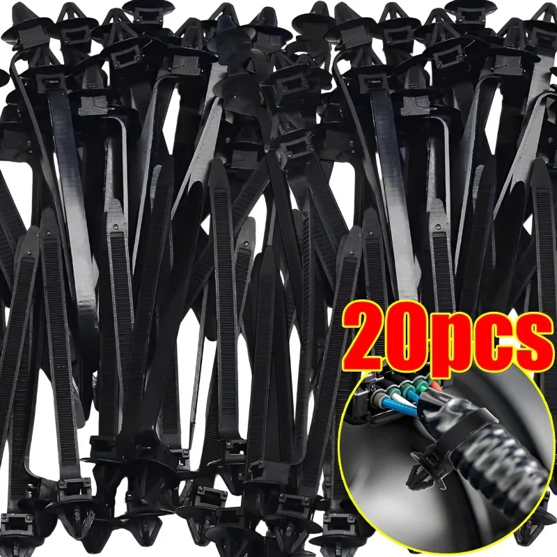Nylon Cable Tie Car Wiring Harness Fastener Wrap Clips Cars Mount Wire Tie Clip Car Hose Fastening Zip Strap Kit 20/10pcs