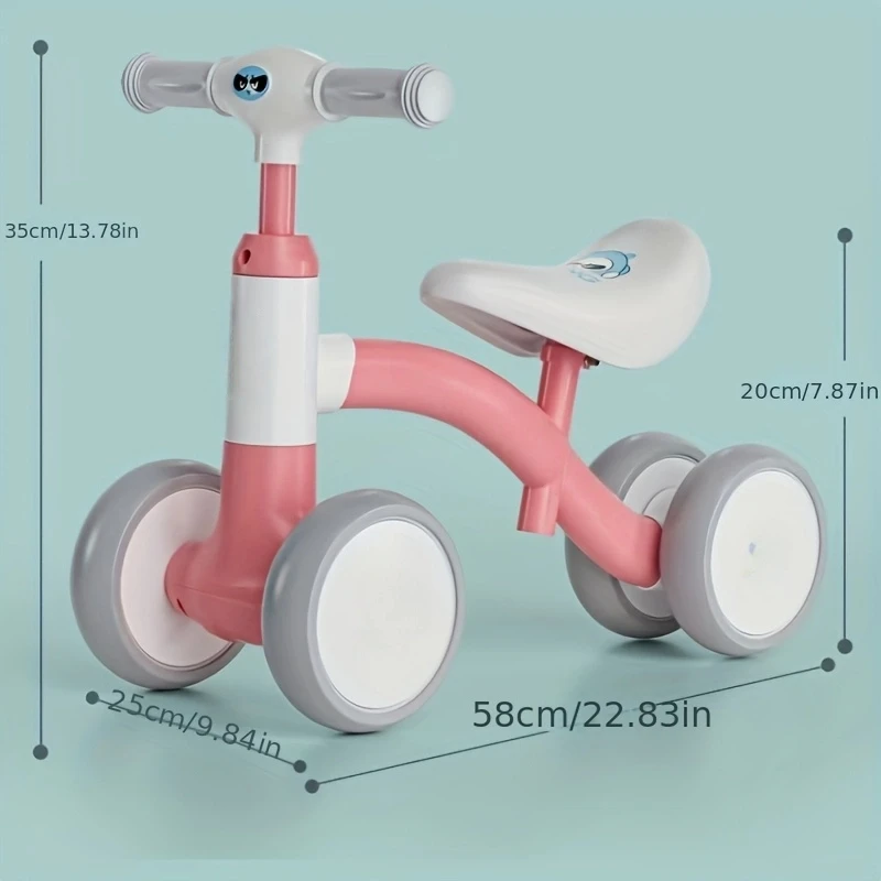 페달 없는 걷는 자동차, 유아용 보행기, 전복 방지, 네 바퀴 안정적인 디자인, 남아 여아 아기 선물, 한 살짜리 아기 장난감