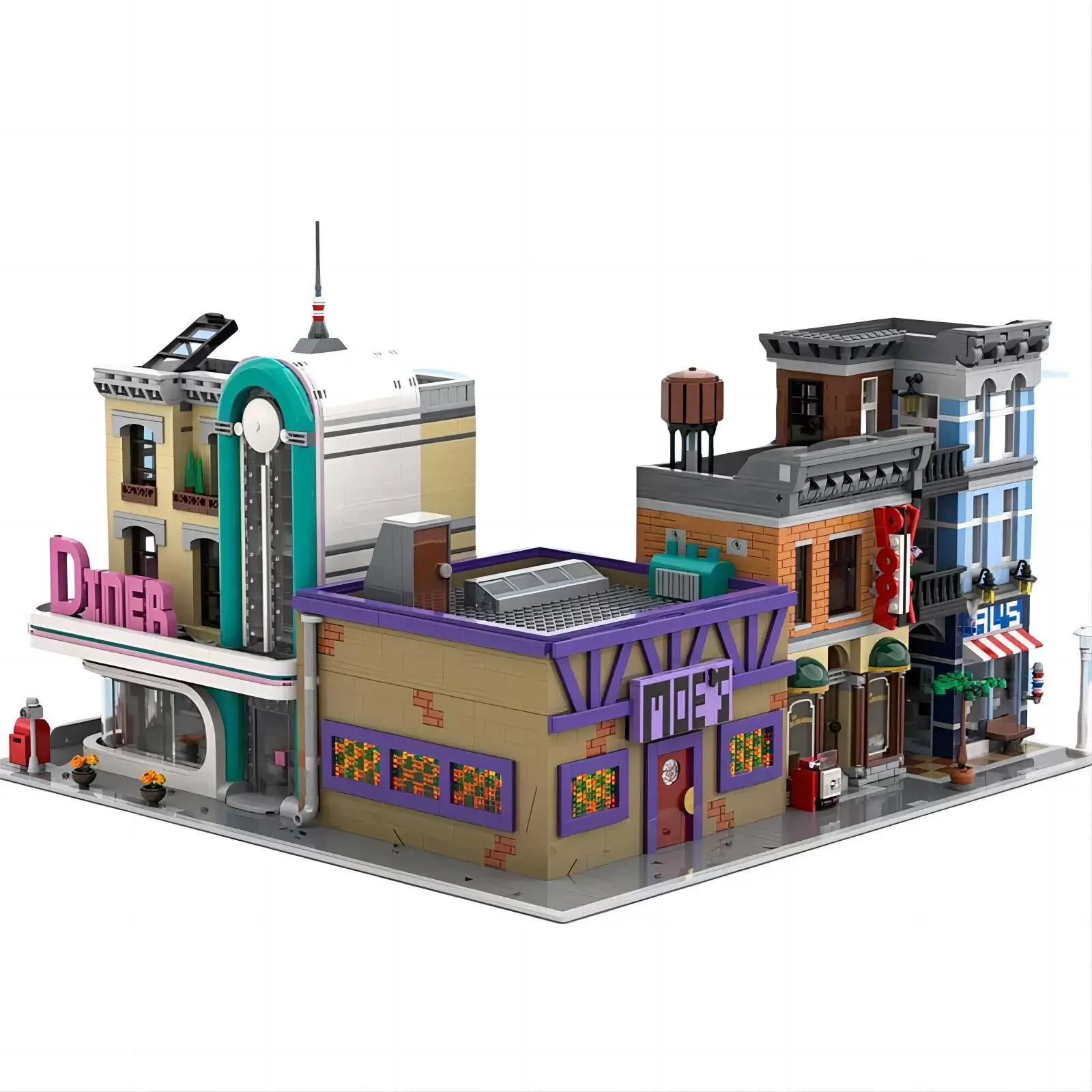 MOC Anime Series Moe's Tavern Building Blocks Springfield Venue Modular Moy's Tavern Bar Brick Model Children's Toy Gifts