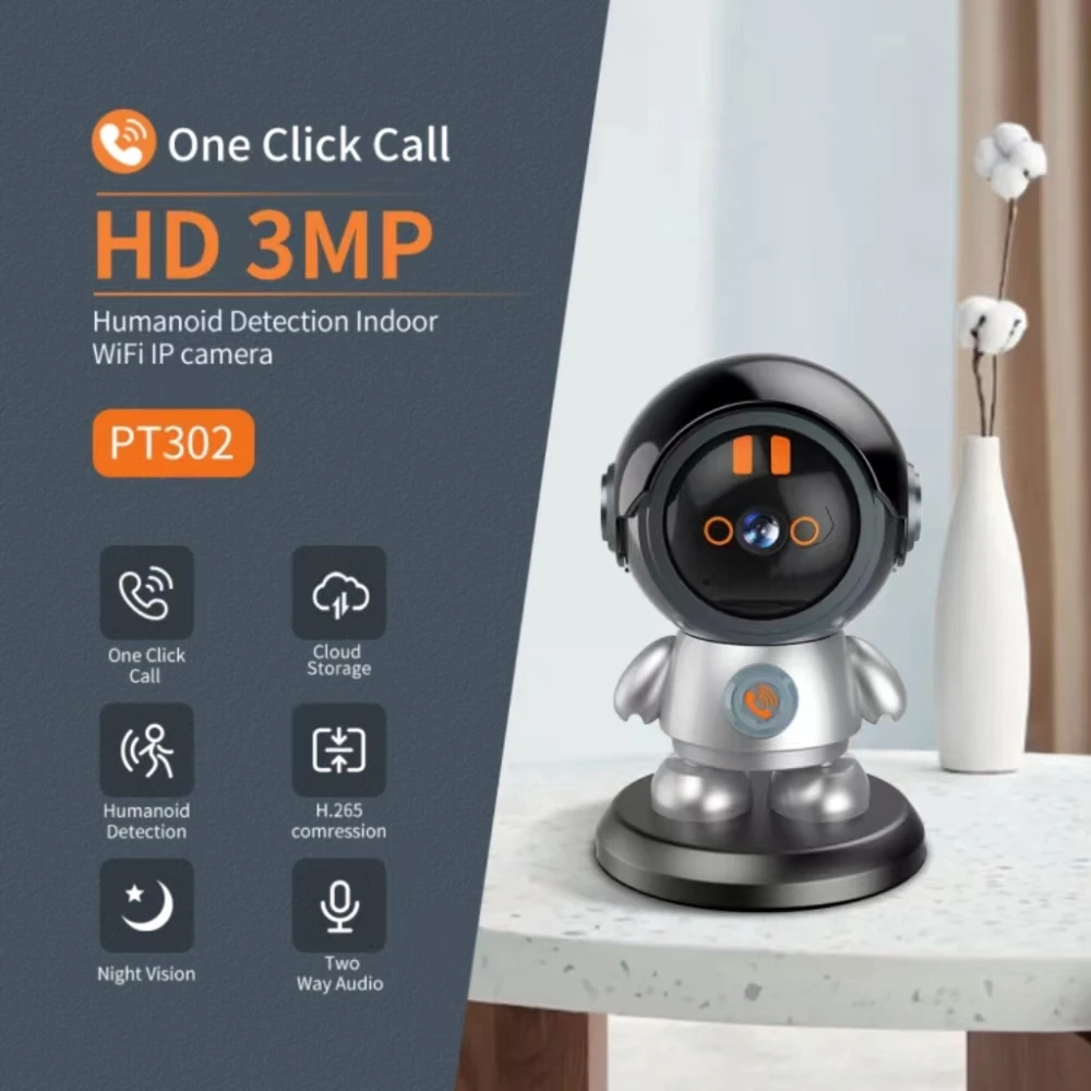 

High Quality 3MP Security Robot Camera HD Night Indoor PTZ WiFi IP Camera Two Way Talk Human Tracking Remote Surveillance Camera