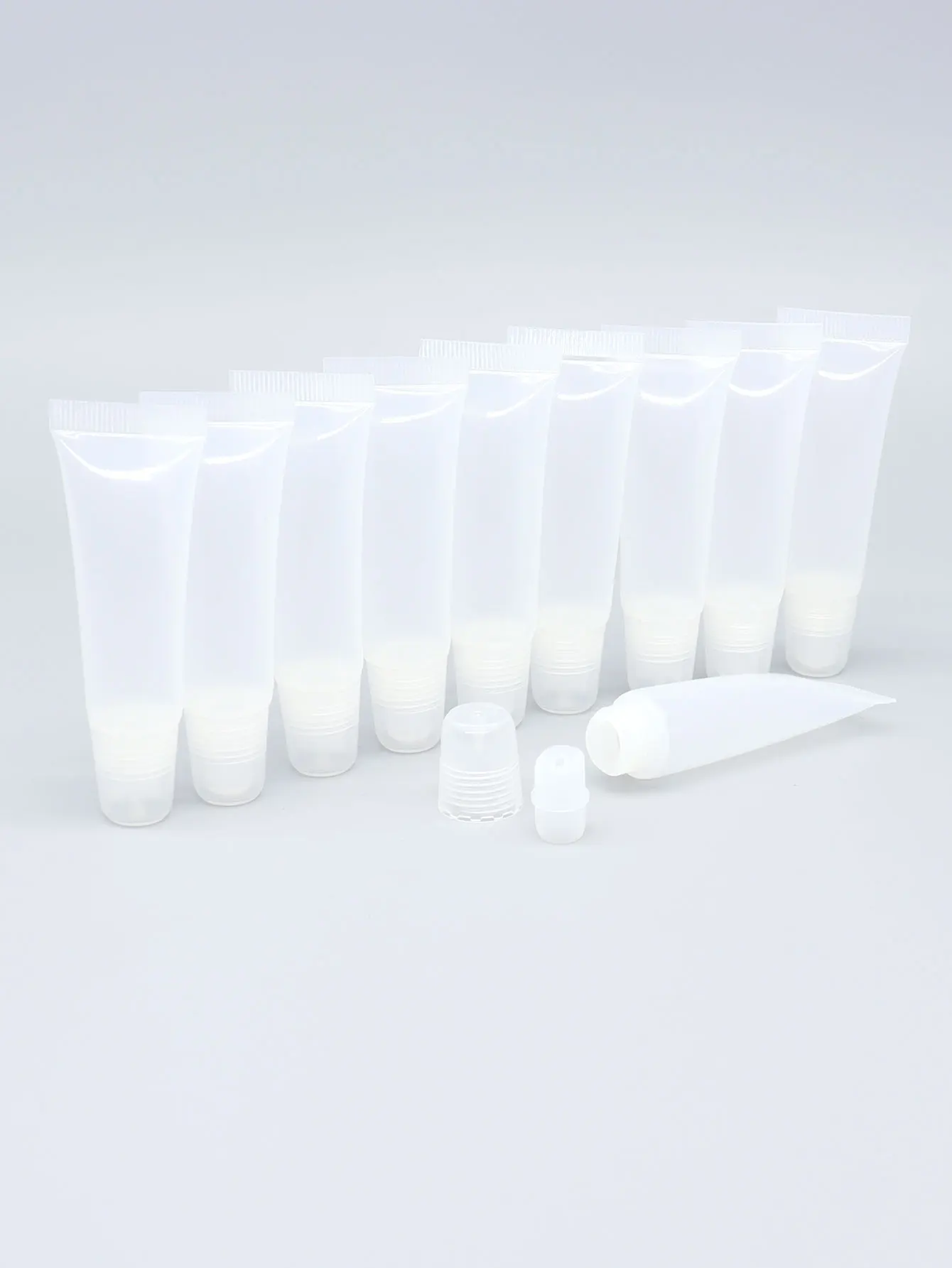 100 x 10ml Mini Clear Soft Empty Lip Balm Tubes Portable Travel Lip Gloss Containers DIY Makeup Packaging Tools for Women