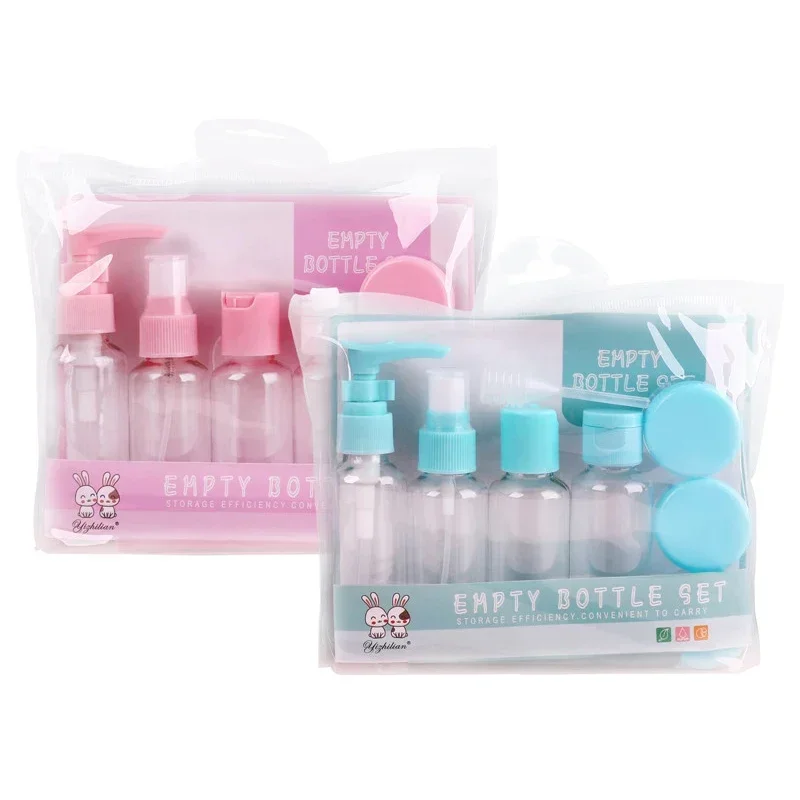 7/10pcs/Set Cosmetics Bottling Travel Set Refillable Bottle Kit Essence Lotion Cream Shampoo Shower Gel Bottles Empty Container