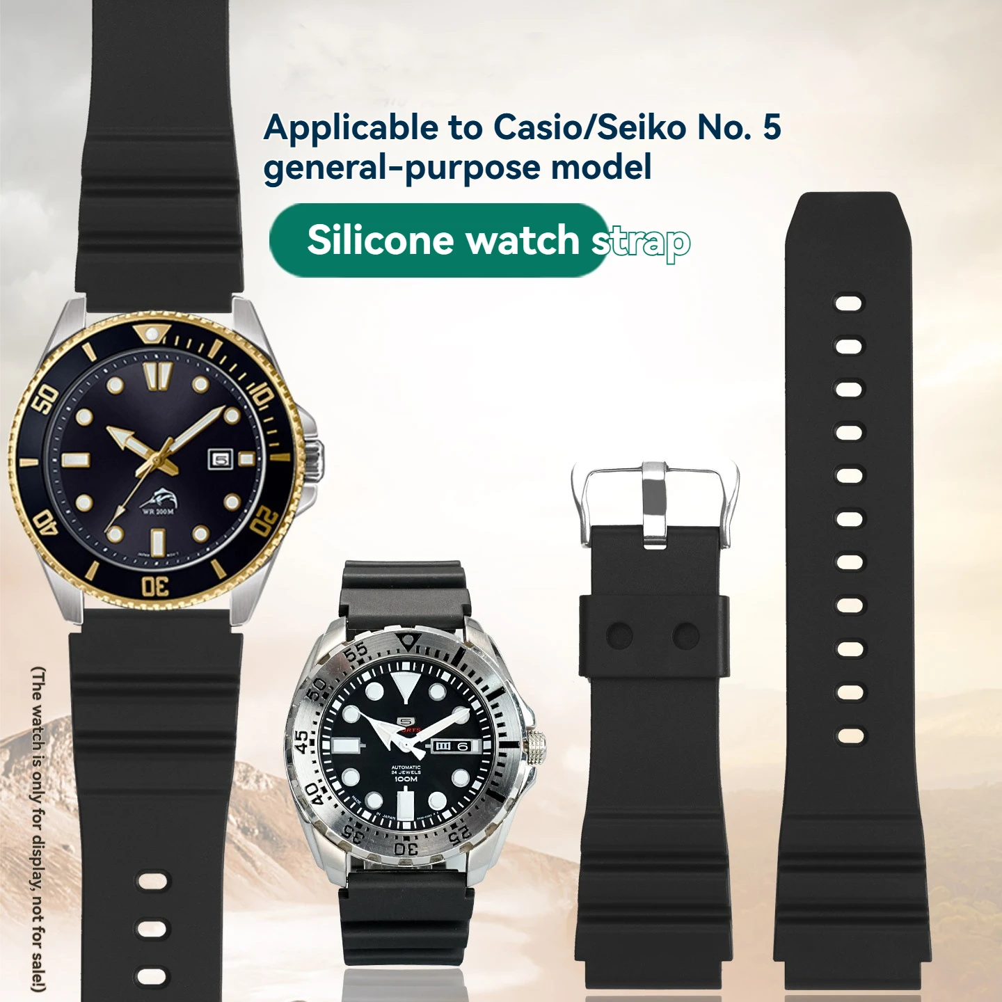 TPU Black strap For Casio Swordfish MDV-106 MDV-107 MTP1375/1374/1383 /Seiko 5 Water Ghost series silicone watch strap 22mm