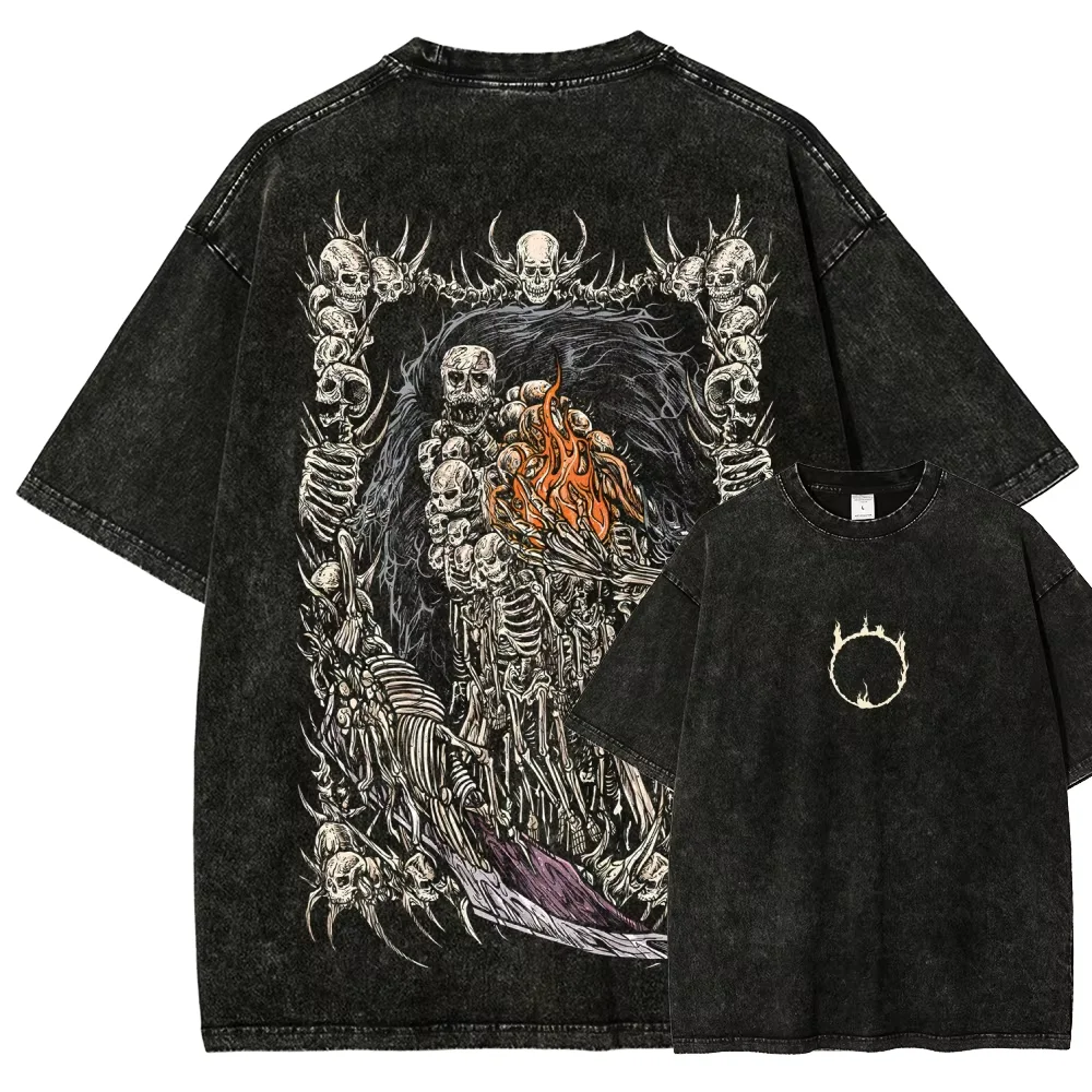

Classic Action Role-playing Game Dark Souls Graphic Washed T-shirt 2026Summer New Men's Women's Fashion Cotton Oversized T-shirt