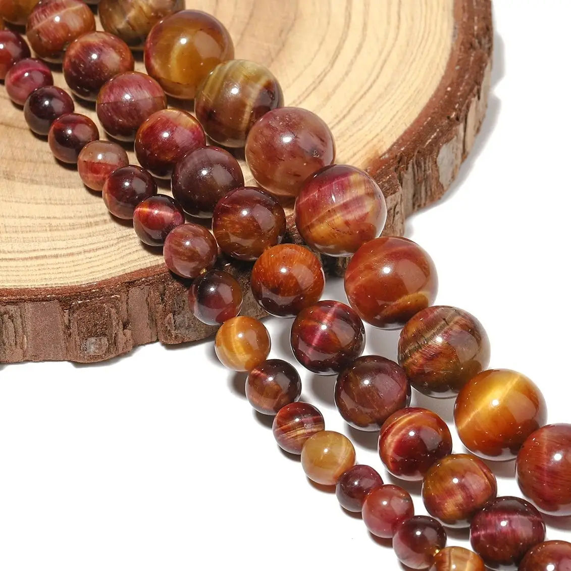 Natural Stone Beads Purple Gold Bicolor Tiger Eye 6/8/10mm Round Loose Beads for Jewelry Making DIY Bracelet Pendant Accessories