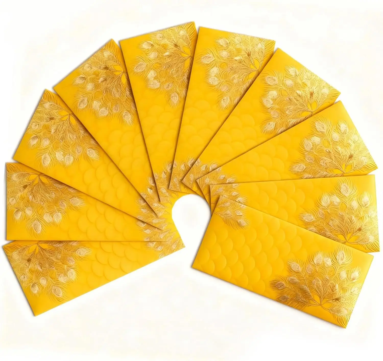 

Shagun Money Envelopes 7.5" X 3.5" Yellow Designs, 10Pcs Gold Foil Gift Envelope for Thanksgiving Birthday Wedding Anniversary
