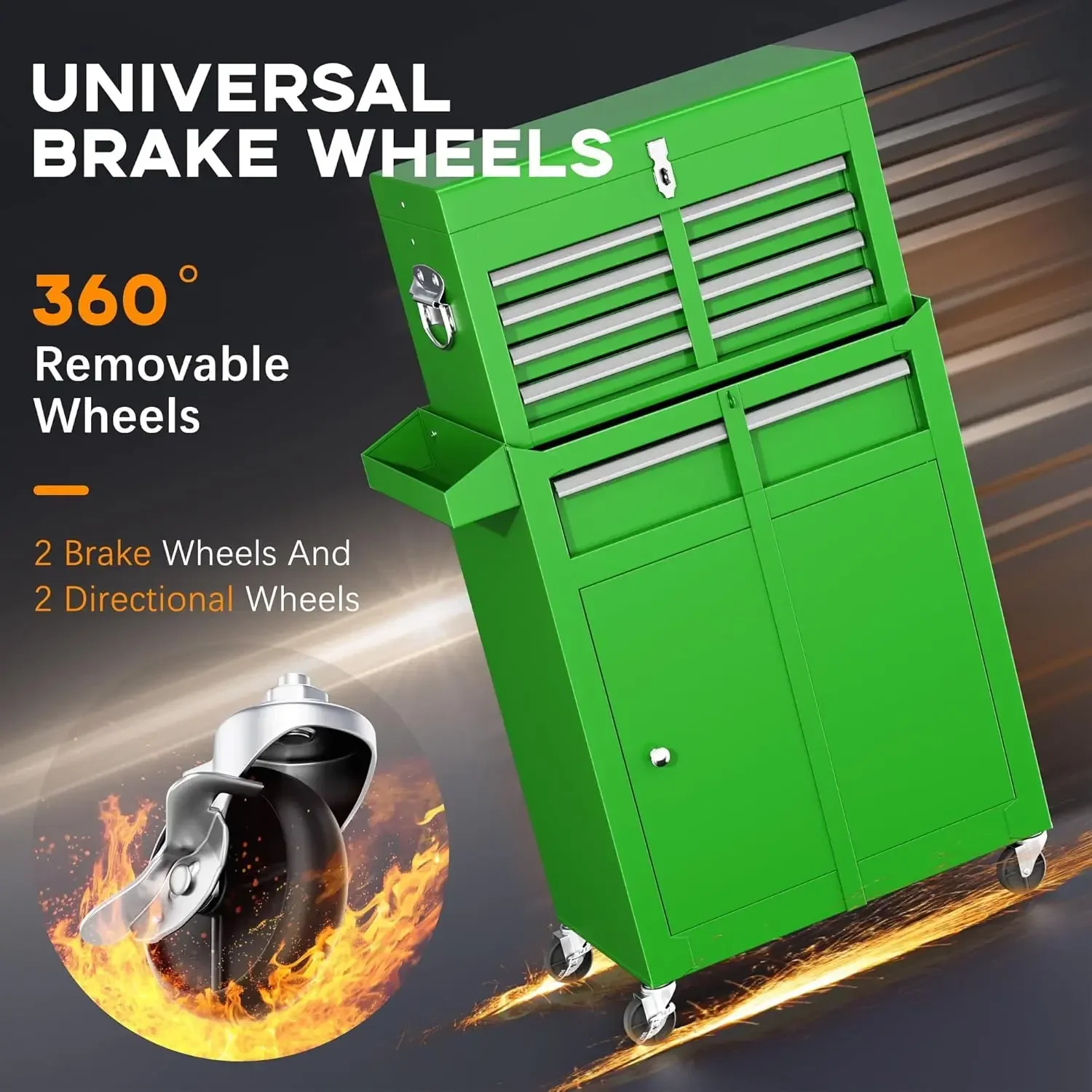 Bestseller 5-Drawer Rolling Tool Chest مع صندوق أدوات علوي قابل للفصل، عجلات عالمية قابلة للقفل، صندوق أدوات معدني لأعمال المرآب #6