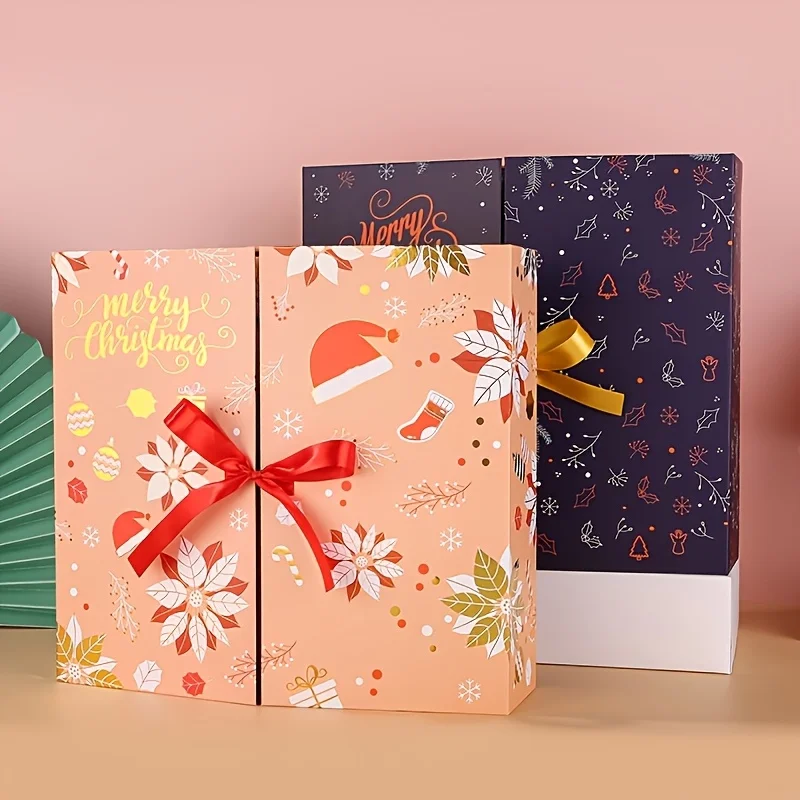 تقويم مجيء عيد الميلاد مع 24 صندوق كنز من الورق المقوى، تقويم العد التنازلي الفارغ لعيد الميلاد لملء تخزين تقويم القدوم