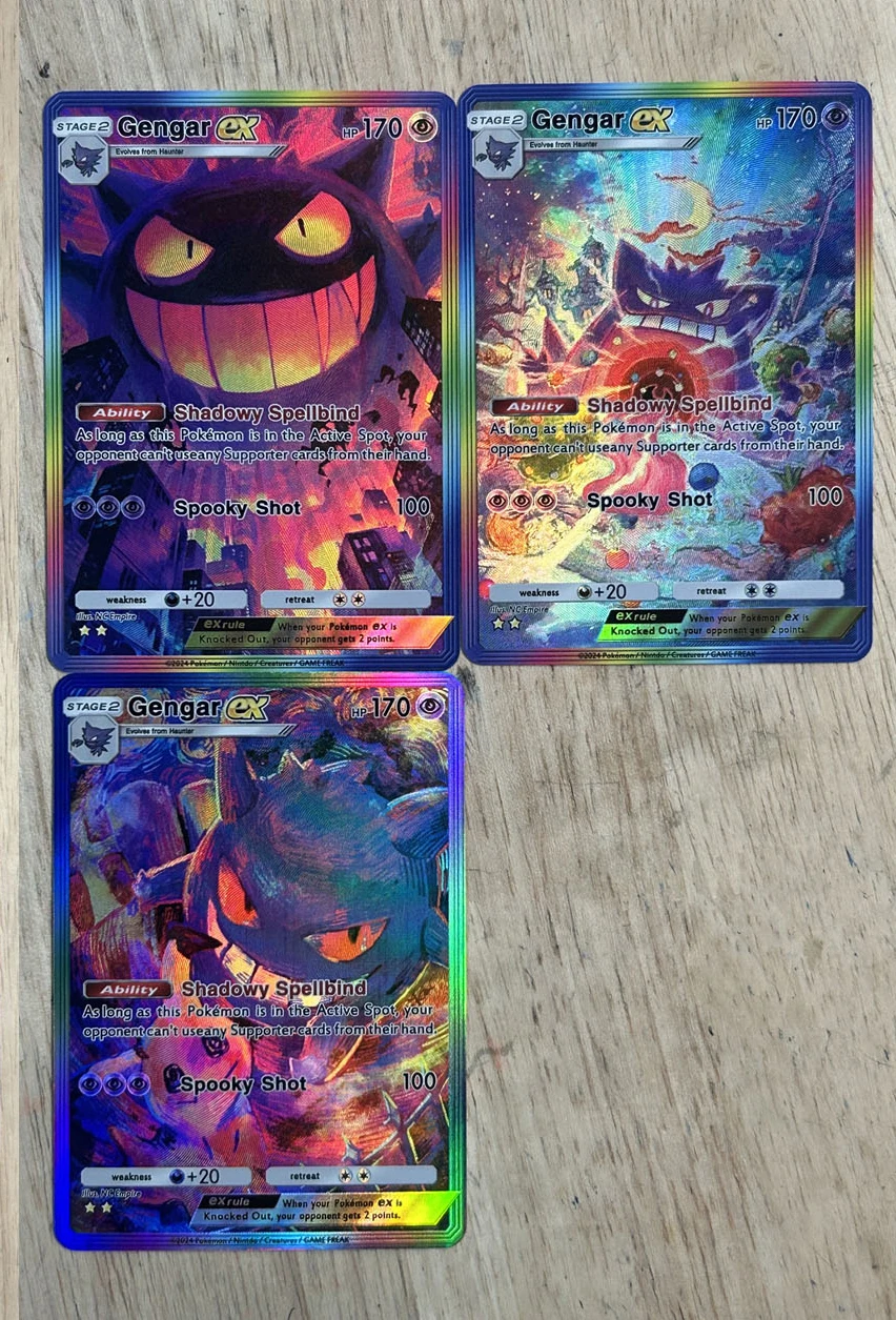 Fai da te Pokemon Meowth Gengar Self Control Raccogli firma Trading Flash Card Anime Cartoon Gift