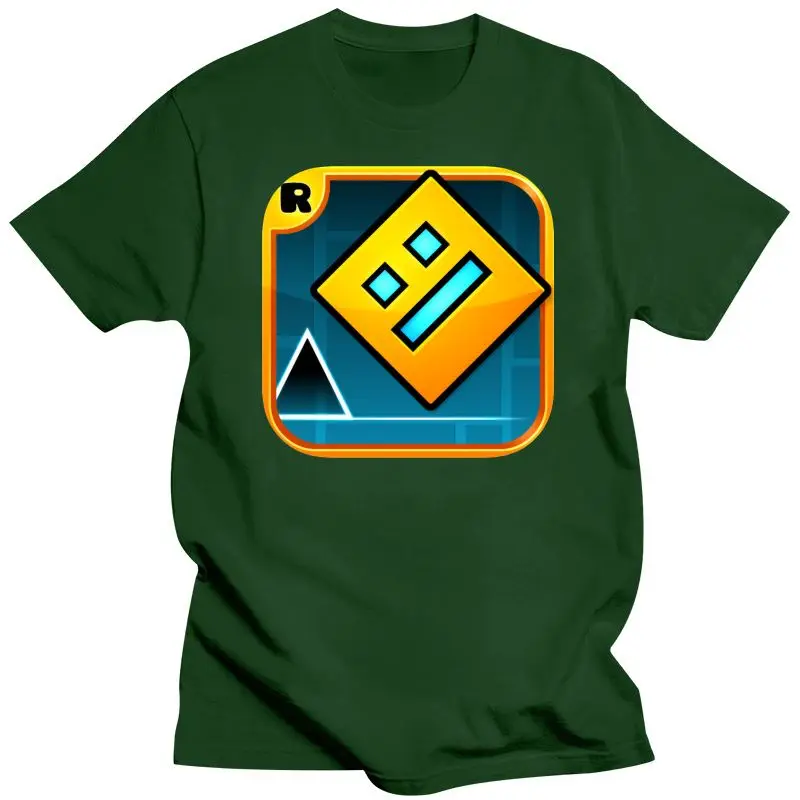 Brand New Summer Geometry Dash Game Logo T-Shirt Short Sleeves Cotton Tee Shirts Casual Tee Shirt Homme