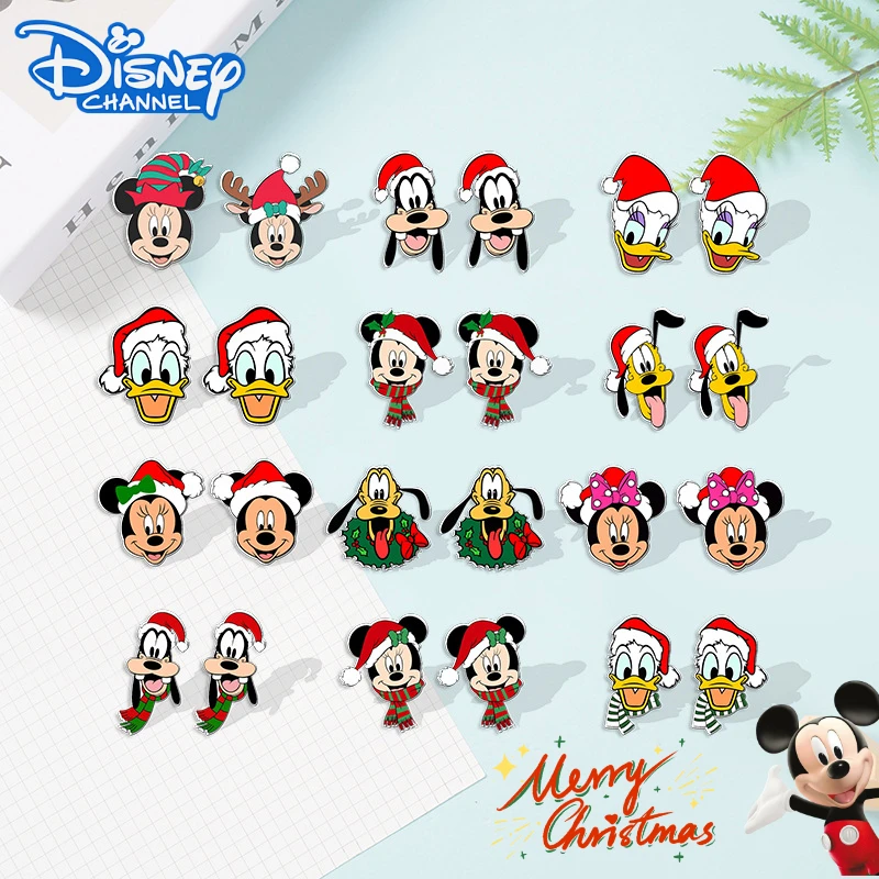 

Disney Mickey Minnie Mouse Ear Stud Anime Figure Peripherals Acrylic Earrings Christmas Jewelry Girls Kids Toy Accessories Gifts