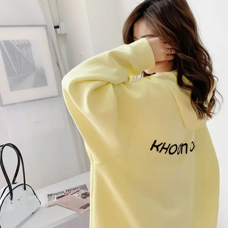 Casual Zip up Hooded Sweatshirt Candy Color Korean Streetwear Loose Zipper Essentials Hoodies for Women y2k Outerwear Tops