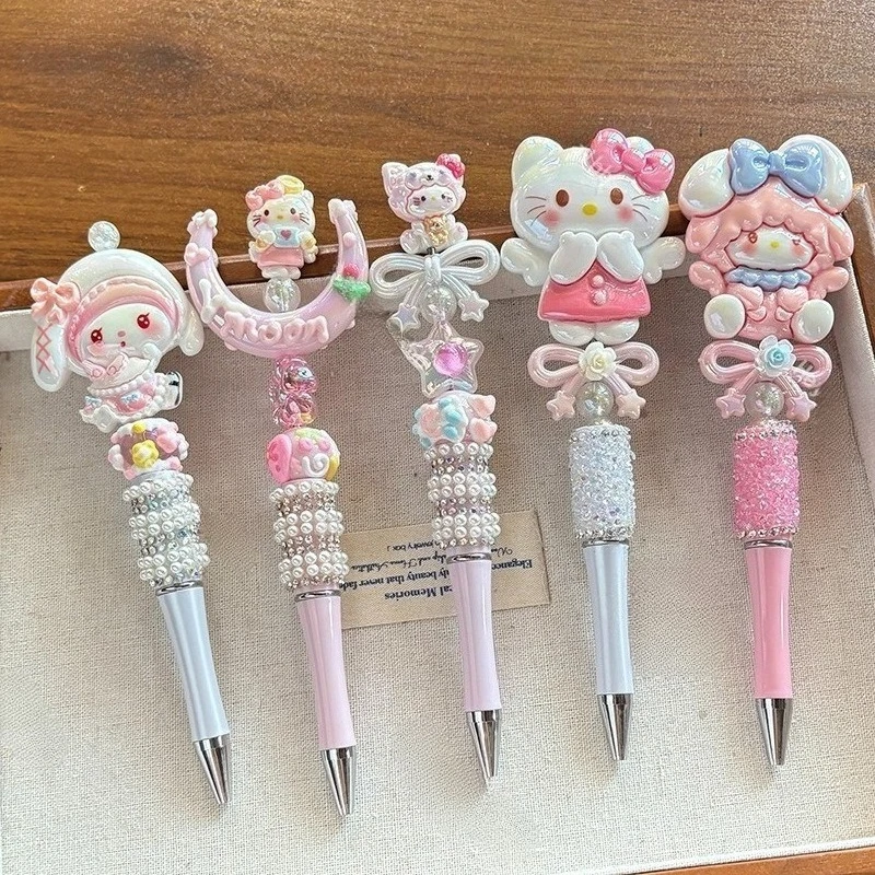 Kawaii Hello Kitty Kugelschreiber Niedlicher Cartoon-Mädchen-Herz-Drehkugelschreiber Kinder-Schreibwaren Bürobedarf Schülergeschenk Großhandel