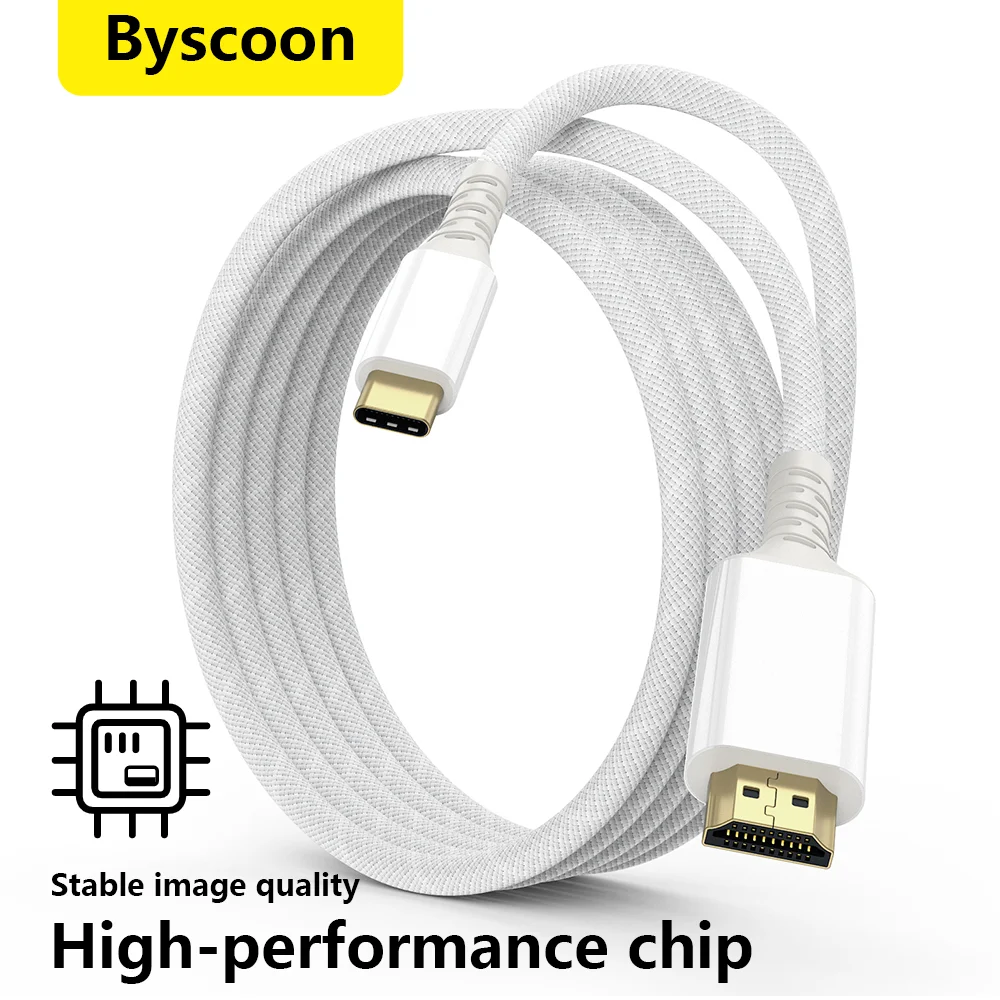 Type C to HDMI Adapter Cable 4K 30Hz USB C to HD Video Converter High Speed Transfer Cable Compatible Laptop iPhone TV Projector