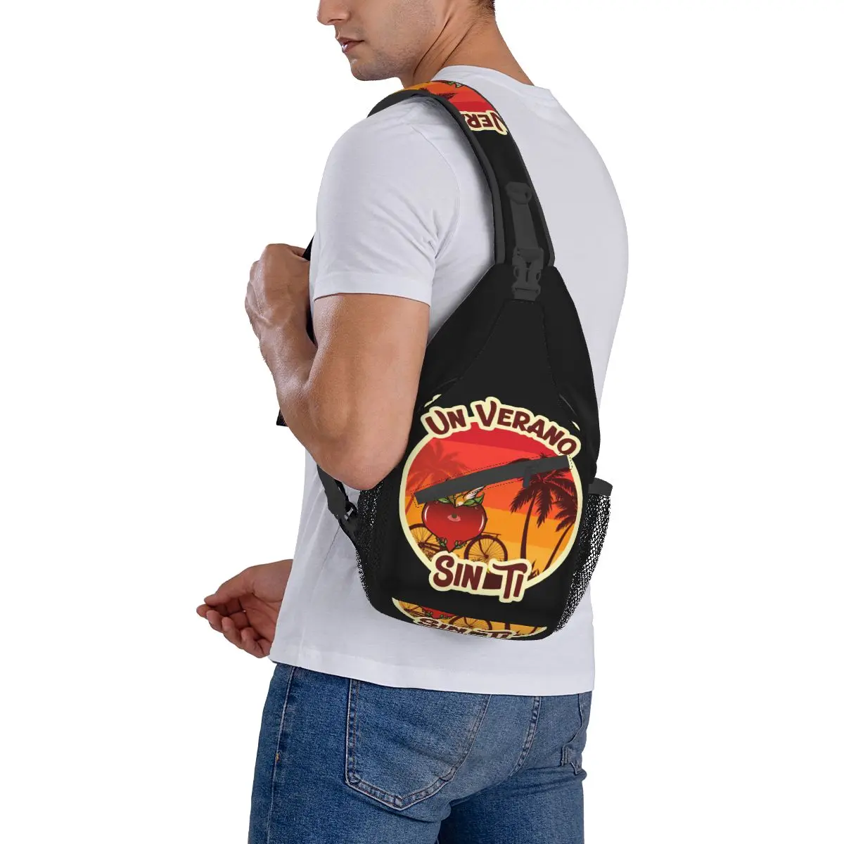 Bad Sling Bag, mochila de hombro cruzada en el pecho, mochilas de día para deportes al aire libre, bolsa con estampado de conejito