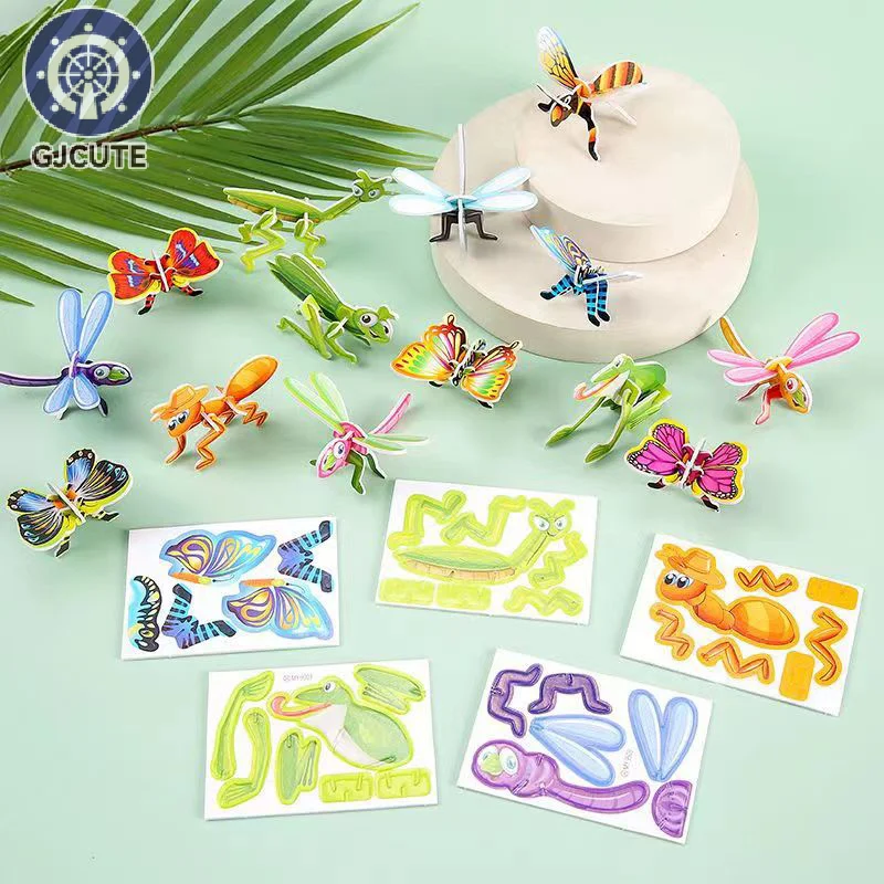 25pcs DIY Educational Toy Gift For Kids 3D Three-dimensional Paper Insect Puzzle Children's Toys Cartoon Insect Assembly Model