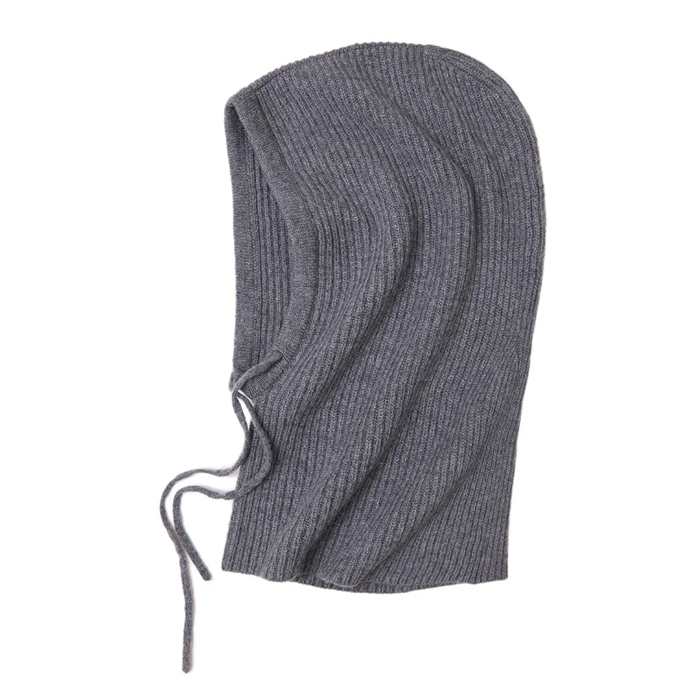 Knit Cashmere Balaclava Hoodie Hat Women Men Winter Hats