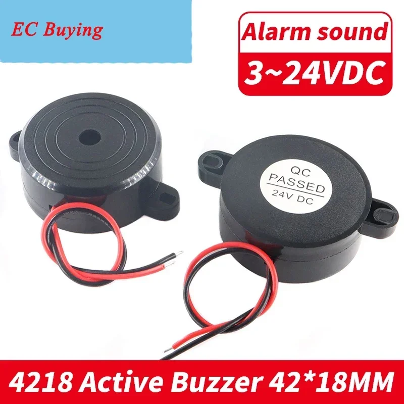 1Pcs 4218 Active Piezoelectric Buzzer High Decibel Piezo Electric Alarm Sounder 24VDC 42*18MM Electronic Alarm Beep with Wire