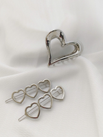 3Pcs/set Fashion Solid Hollow Heart  Metal Hair Claws For Women Girls Hair Accessories