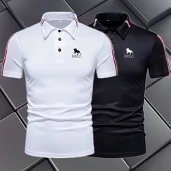 Brand new Summer men's short sleeved lapel polo shirt with fashionable printed slim fit T-shirt