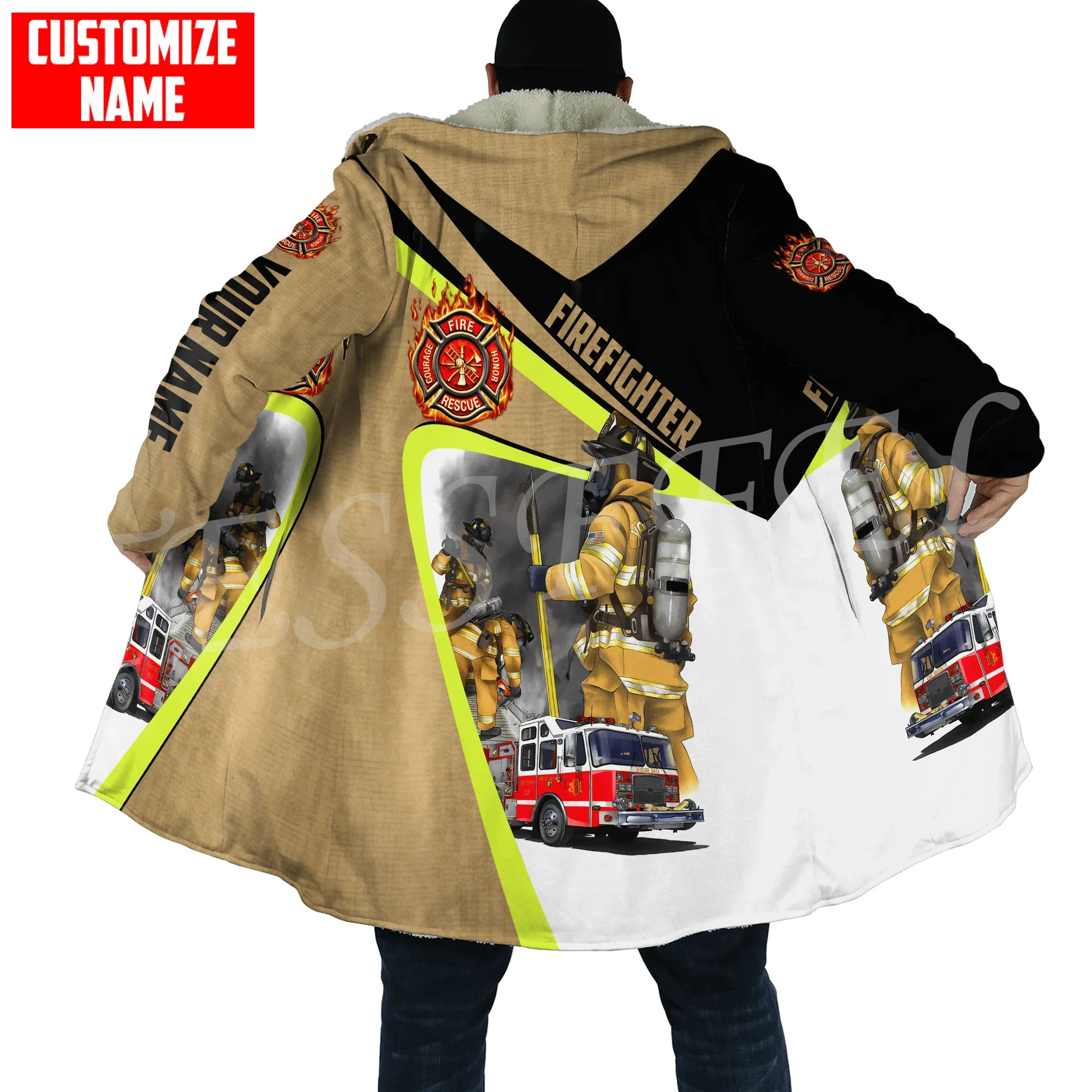 Custom Name Firemen Hero Worker Firefighter Suits 3DPrint Streetwear Funny Windbreaker Winter Casual Hood Cloak Fleece Hoodies X