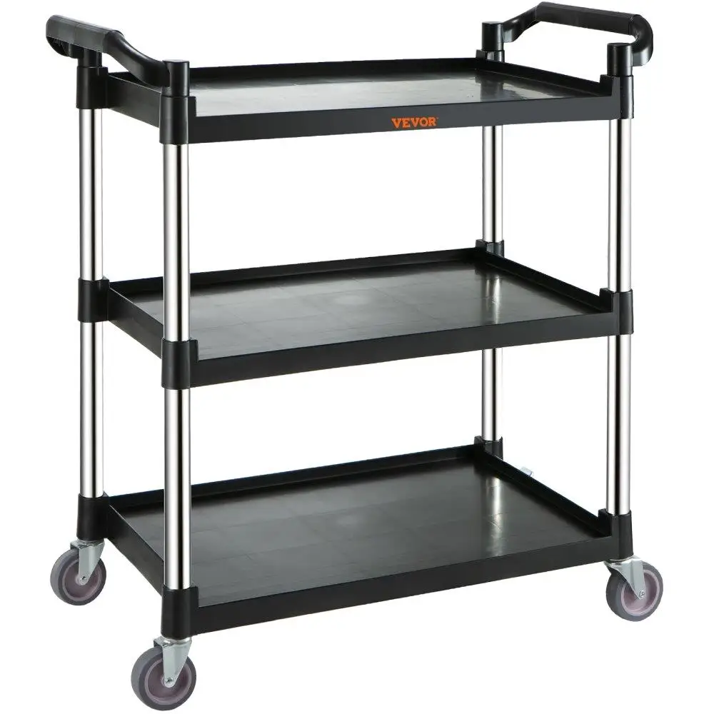 

Utility Service Cart, 3 Shelf Heavy Duty 154LBS Service Cart, Rolling Utility Cart with Lockable Wheels, 32.7" x 15.7" x