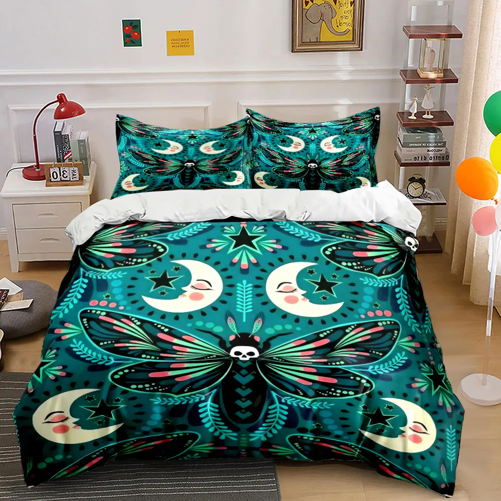 Mystic Butterfly Moon Decor Set Multiple sizes kid's and adults' bedroom Exquisite 3PC bedding set, gift