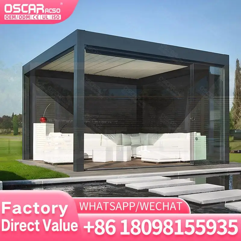 

Waterproof Louvered Aluminium Pergola Powder Coated Easily Assembled Eco Friendly for Sweet 16 Birthday Parties in Backyards and