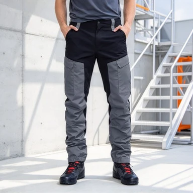 Mens Slim Fit Cargo Pants Multi Pocket Color Block Trousers Outdoor Sports Motorcycle Casual Wear