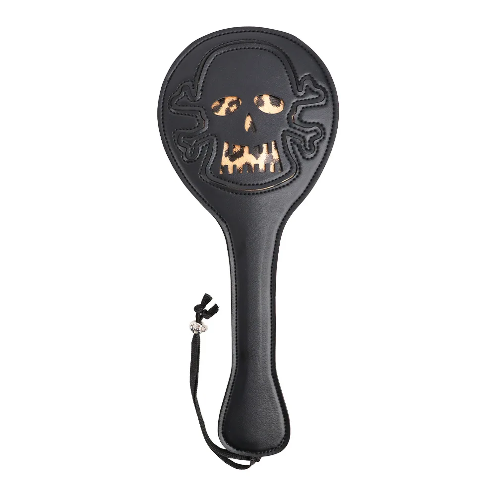 Hallowmas Skeletonized Head Spanking Paddles Ronde Lederen Slappende Paddle Slap Butt Training Tool voor Vrouwen en Koppel Rollenspel