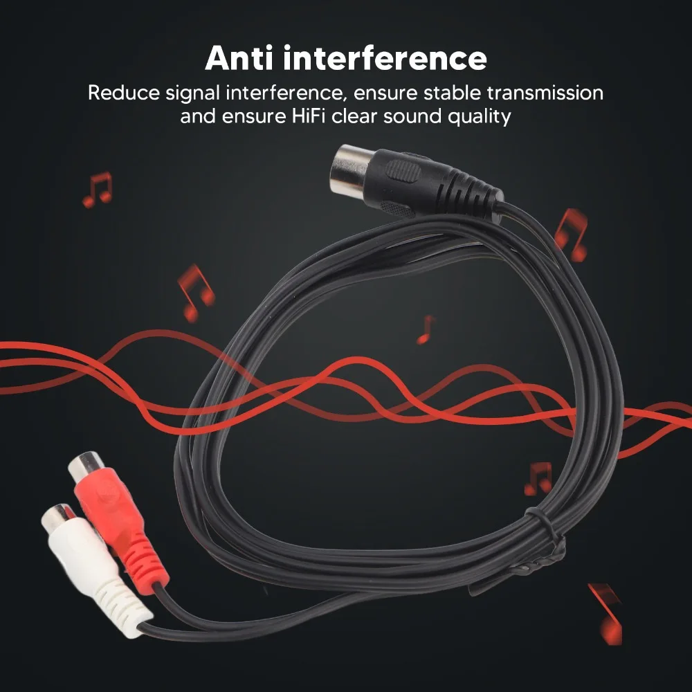 Professional 8 Pin Din to 2RCA Adapter Plug and Play 1.5m / 4.9ft Audio Cable Sound Instrument Cable Professional Audio