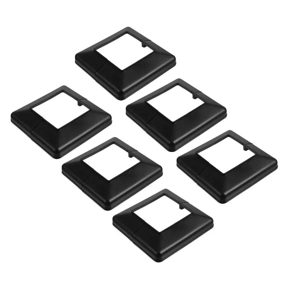

6pcs Deck Post Covers 8X8Cm Black Pvc Split Design For Railings Fences Porch Columns Railing Base Cover Plate Fence Post
