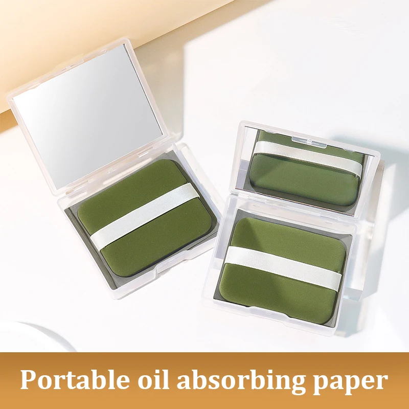 Bamboo Charcoal Blotting Papers With Mirror Makeup Puff Refreshing Portables Oil Control Tool Kit Facial Oil Absorbing Care