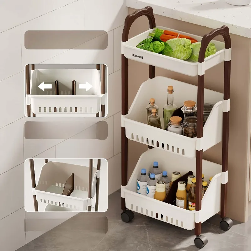 

Three Layer Storage Organizer Rack,Kitchen Counter Shelf and Toy Storage Unit,Practical Home Organization Stand for Living Room