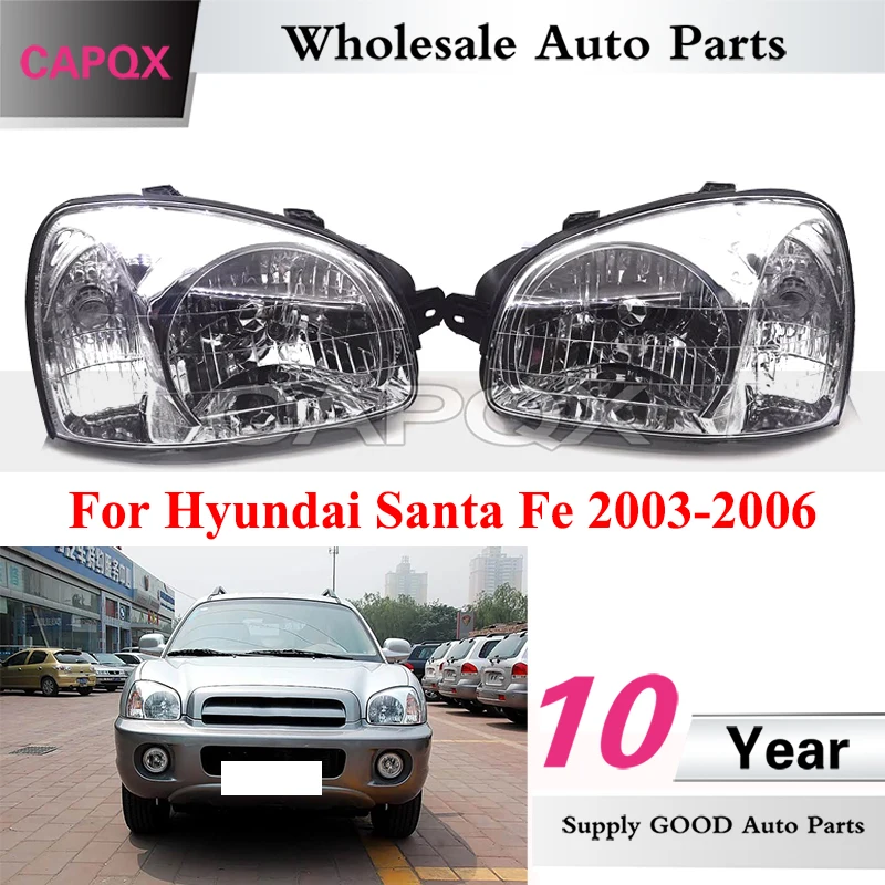 CAPQX 1pair Front Bumper Headlight For Hyundai Santa Fe 2003-2006 Head Light Headlamp Head Lamp Manual/Electric