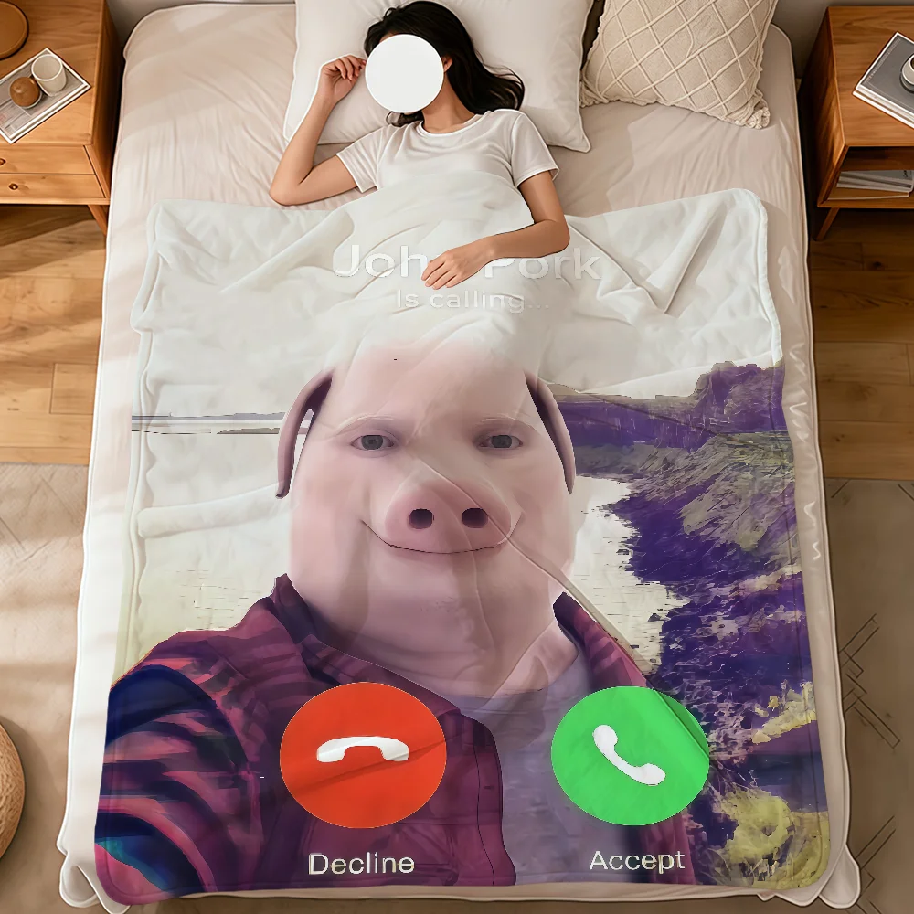 singer m-Montana Kek John Pork is calling warm soft plush blanket for sofa living room nap home bedroom gift Flannel pet hogar