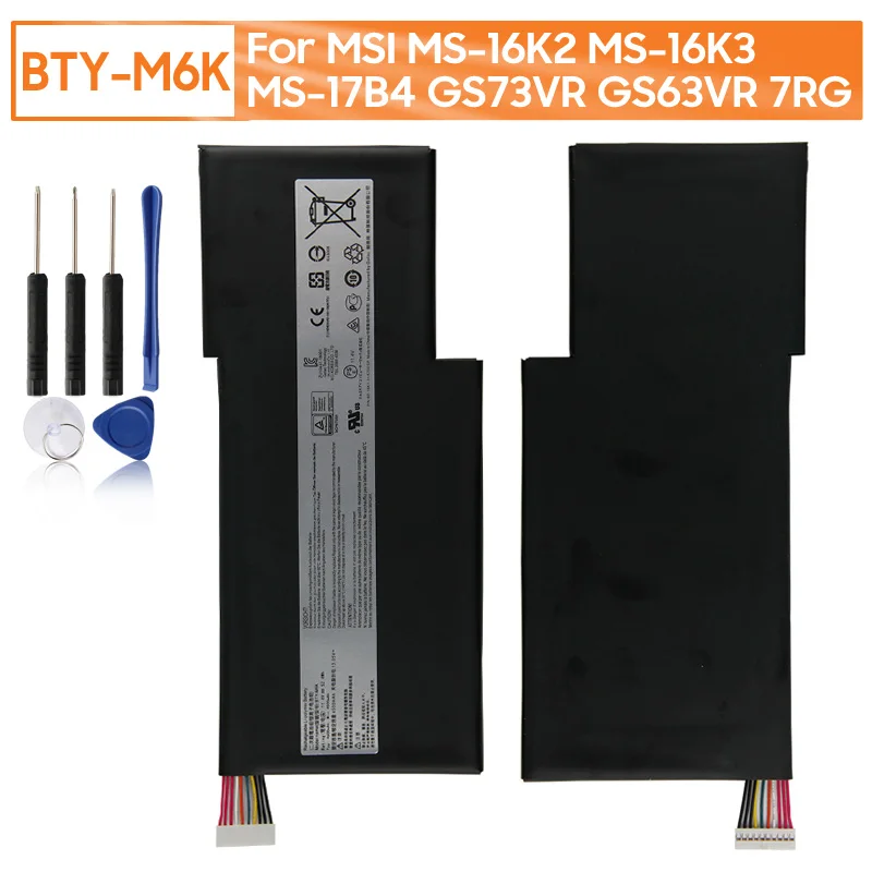 4600mAh/52.4Wh Laptop Replacement Battery BTY-M6K For MSI MS-16K2 MS-16K3 MS-17B4 GS73VR GS63VR 7RG GF63 GF75 with Tools