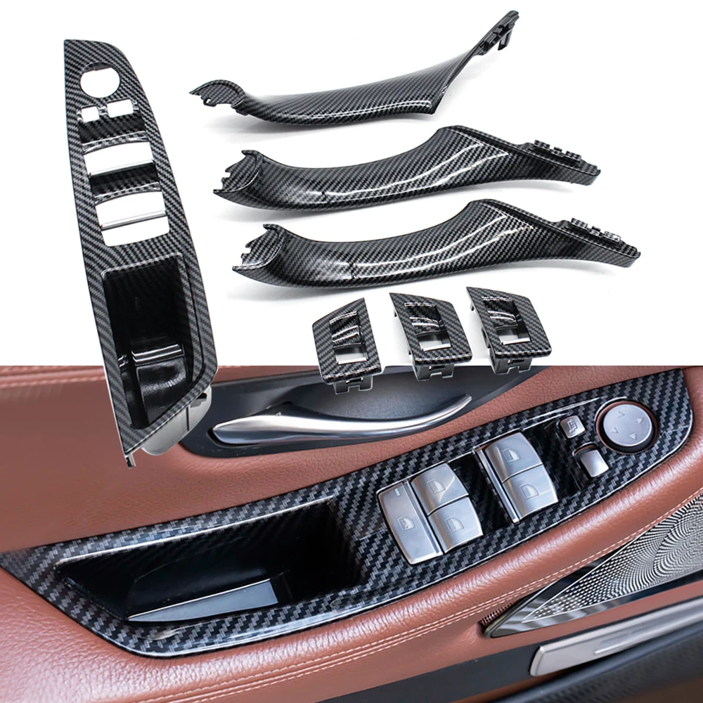 LHD RHD Carbon Fiber Interior Door Armrest Panel Pull Handle Set For BMW 5 Series F10 F11 523i 525i 528i 530i 535i 540i 550i