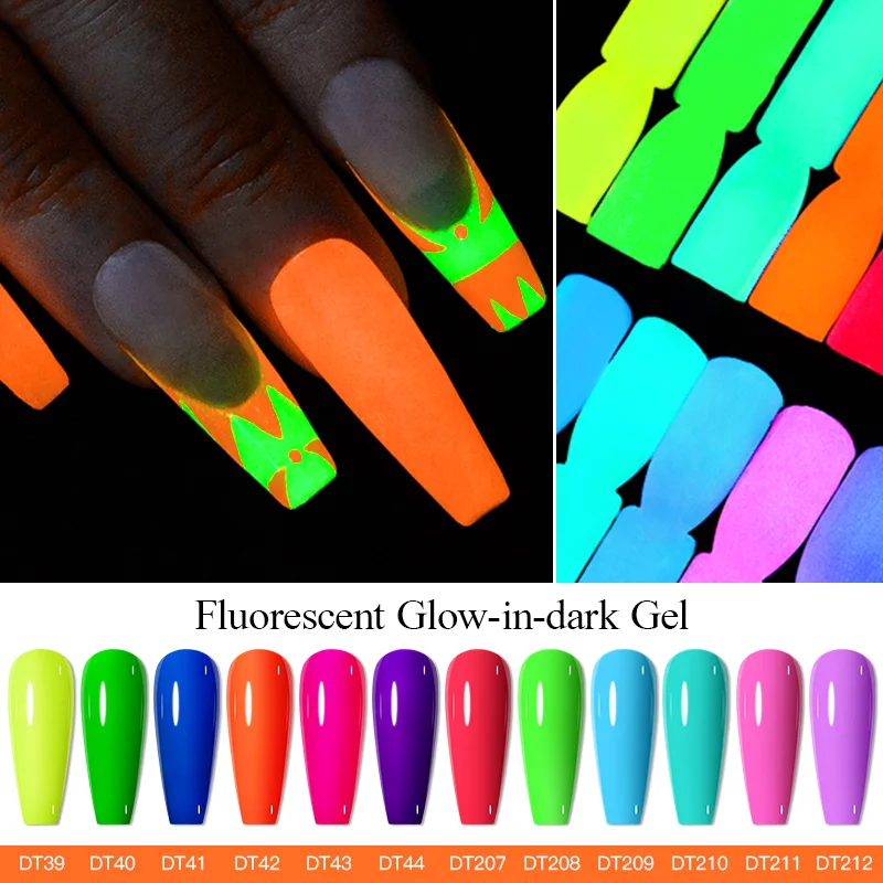 Poznaj 7ml Luminous fluorescencyjny blask w ciemności żelowy lakier do paznokci Neon UV LED Nails Gel usuwanie lakieru w żelu żel do malowania paznokci