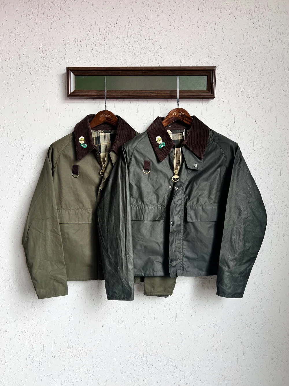 

Classic Briti Oil Wax Fiing Jaet ort ape Водонепроницаемое охотничье пальто Spey Jaet Faion Urban Sle Long Sve Zipper