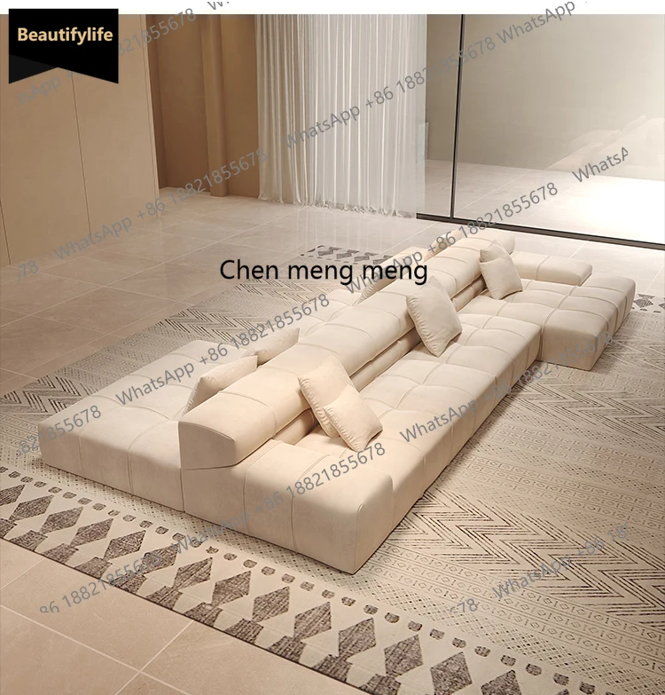 

B456 Double-sided backrest, frosted cloth cream wind, large flat-floor villa with sofa combination on both sides
