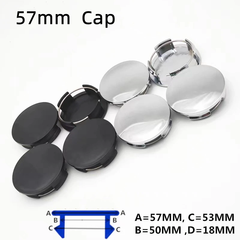 

4pcs Car Black Silver Wheel Hub Center Caps 57mm Rim Cover Auto No Logo Badge Universal Exterior Styling Accessoriess