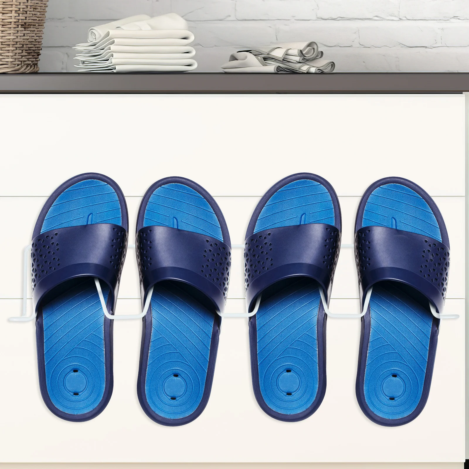 

Wall Shoe Rack No Punching Wall Mounted Slippers Holder for Bathroom Bedroom Space Saving Organizer Punch-Free Slippers Rack