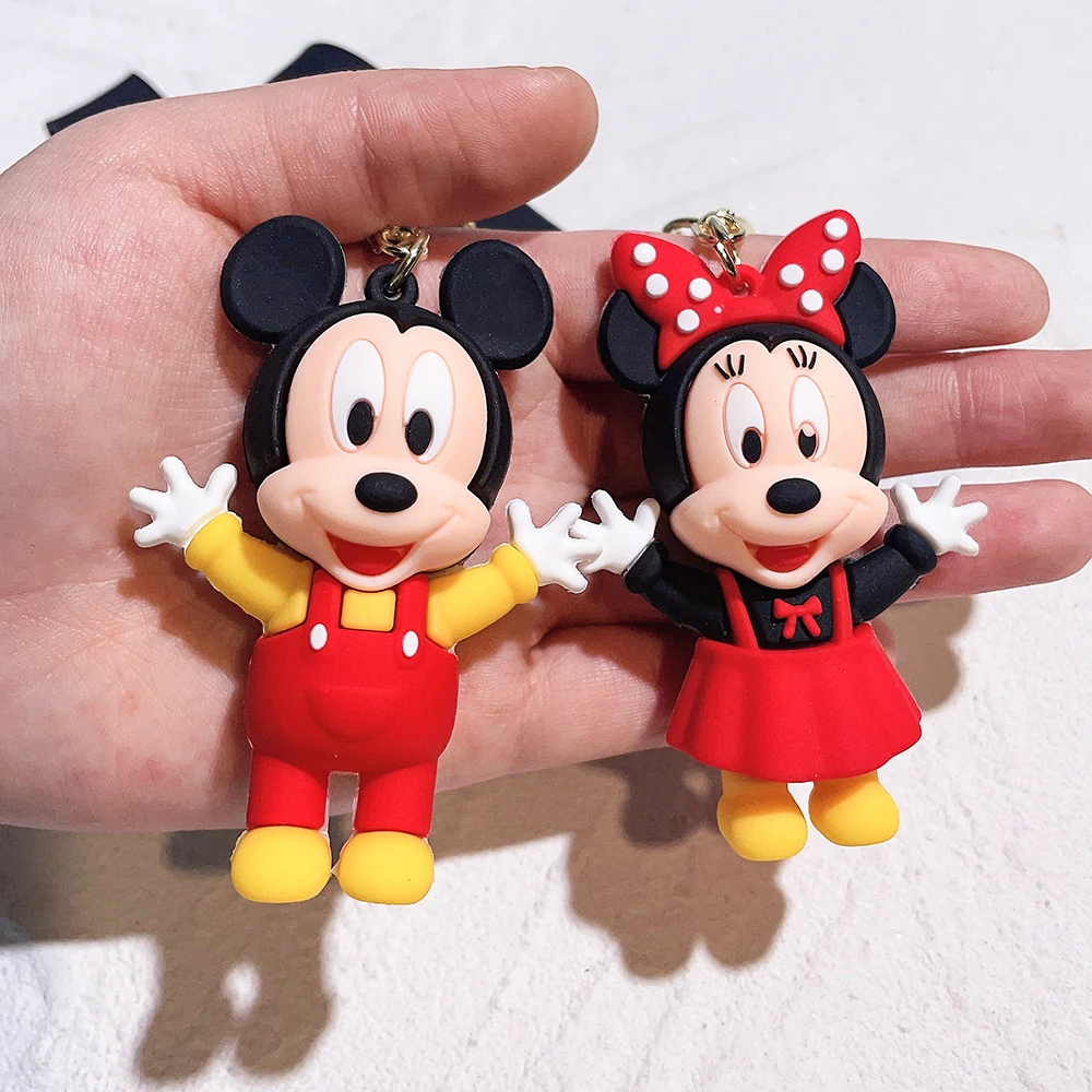 Disney Cartoon Anime Accessories Mickey Keychain Cute Minnie Keyring Student Bag Pendant HangingCar Key Chain Couple Kids Gift