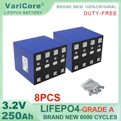 8pcs Grade A 3.2V 250Ah LiFePO4 Battery Lithium iron phosphate For 4s 12v 24v 8s Inverter Campers Golf Cart Off-Road TAX FREE