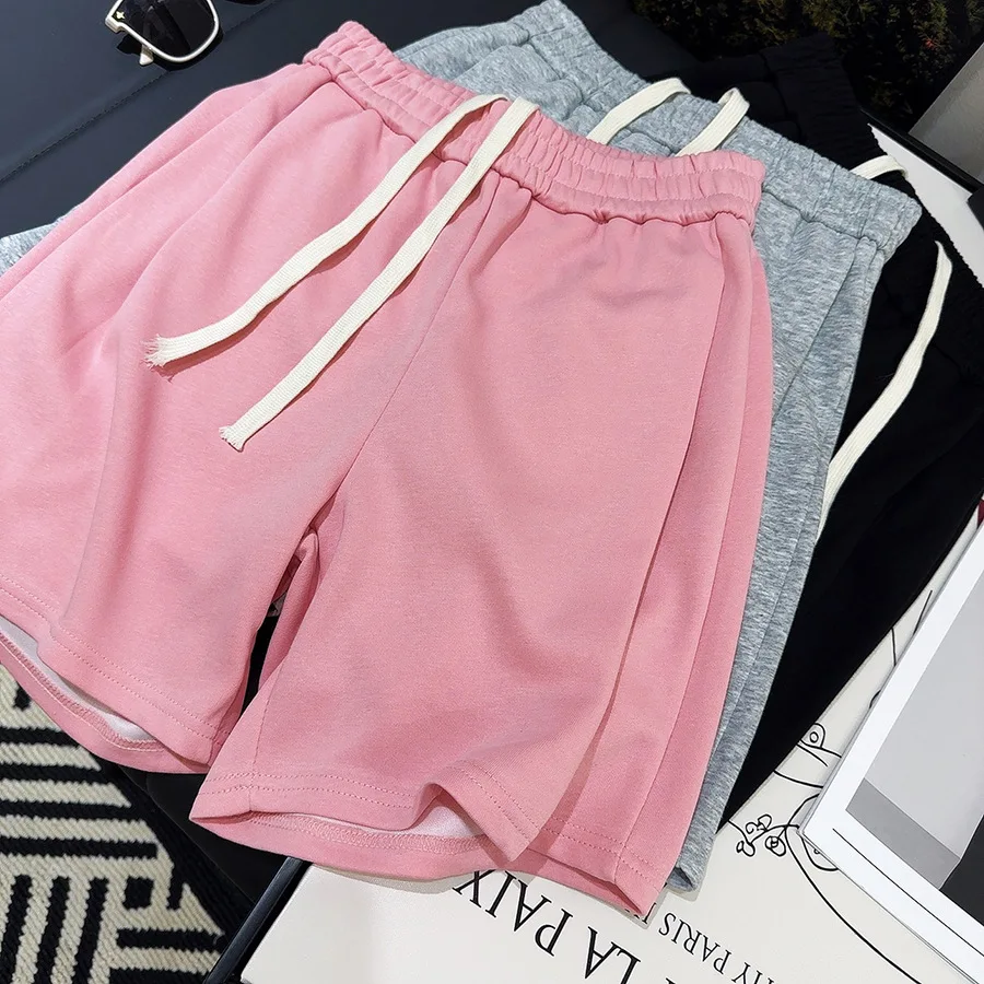 

Summer Women Shorts 2024 Y2K Korean Loose Casual POckets Cotton Straight Leg Sweatshorts Oversized Elastic Waist Sports Shorts