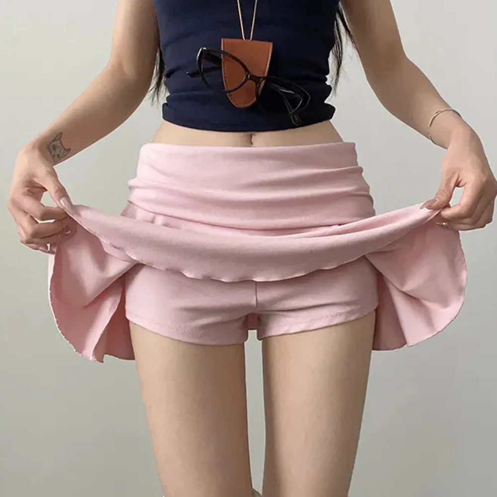 Women's Clothing Waist-flipping S-XL Summer Sports Tennis Short Skirts Ladies Comfortable Elastic Pleated Skirt